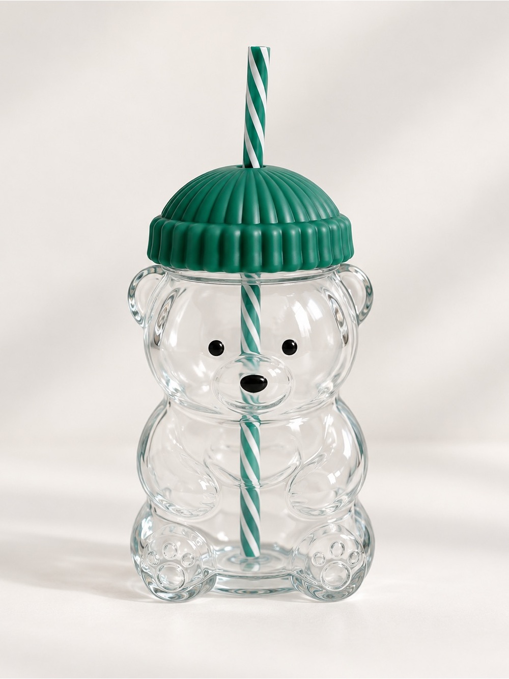 Glass Bearista Bear Cold Cup Coffee Mug Drinkware Limited with Straw